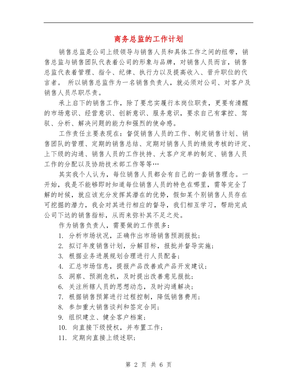商务总监的工作计划_第2页