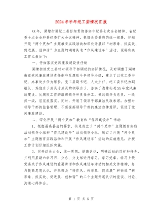 2024年半年纪工委情况汇报