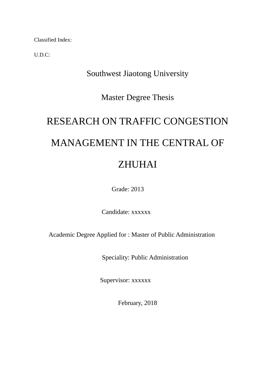 珠海中心城区交通拥堵治理研究 _第1页