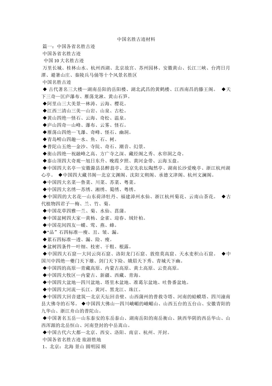 中国名胜古迹资料 _第1页
