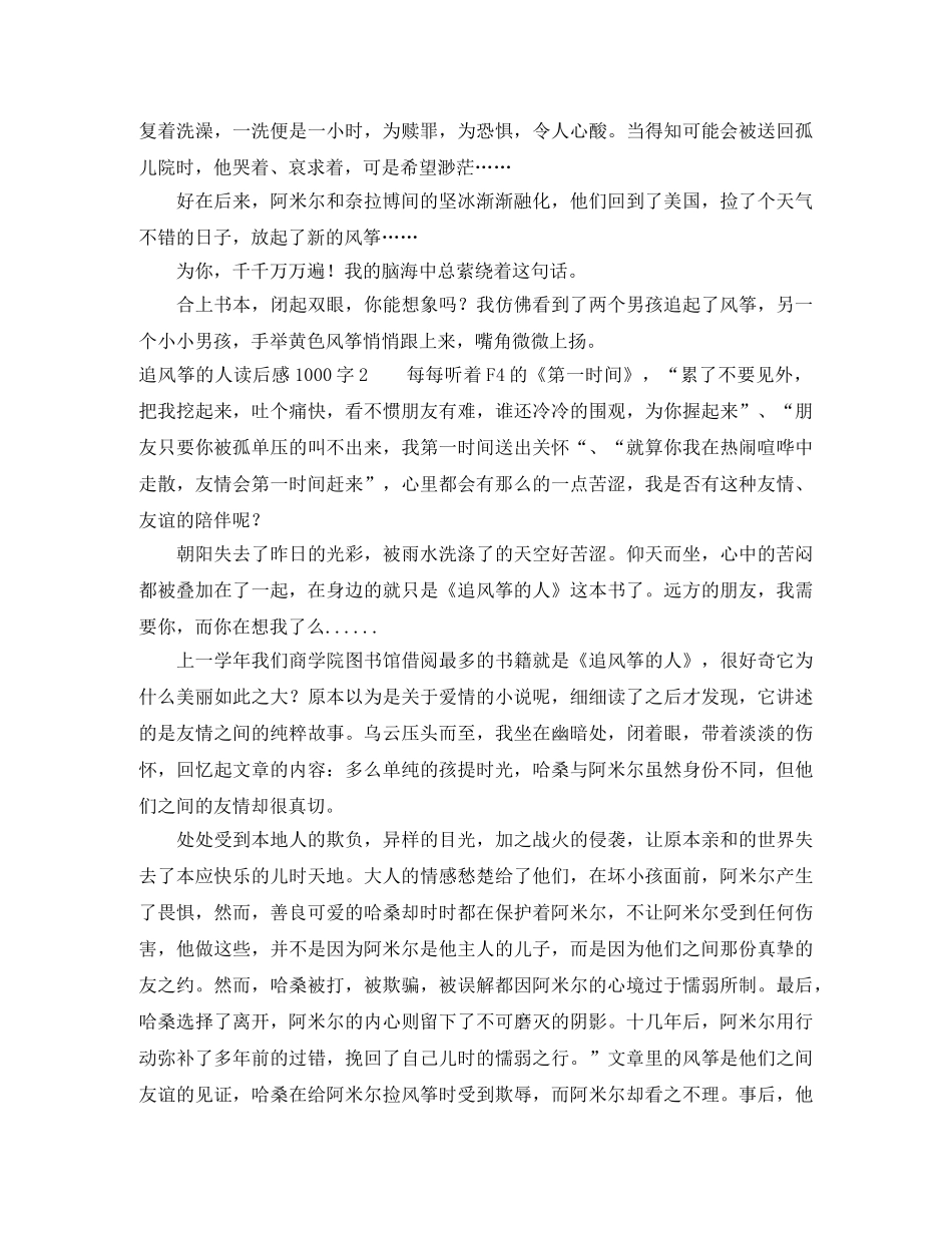追风筝的人读后感1000字 _第2页