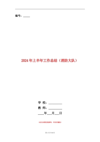 2024年上半年工作总结(消防大队)