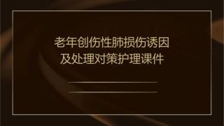 老年创伤性肺损伤诱因及处理对策护理课件