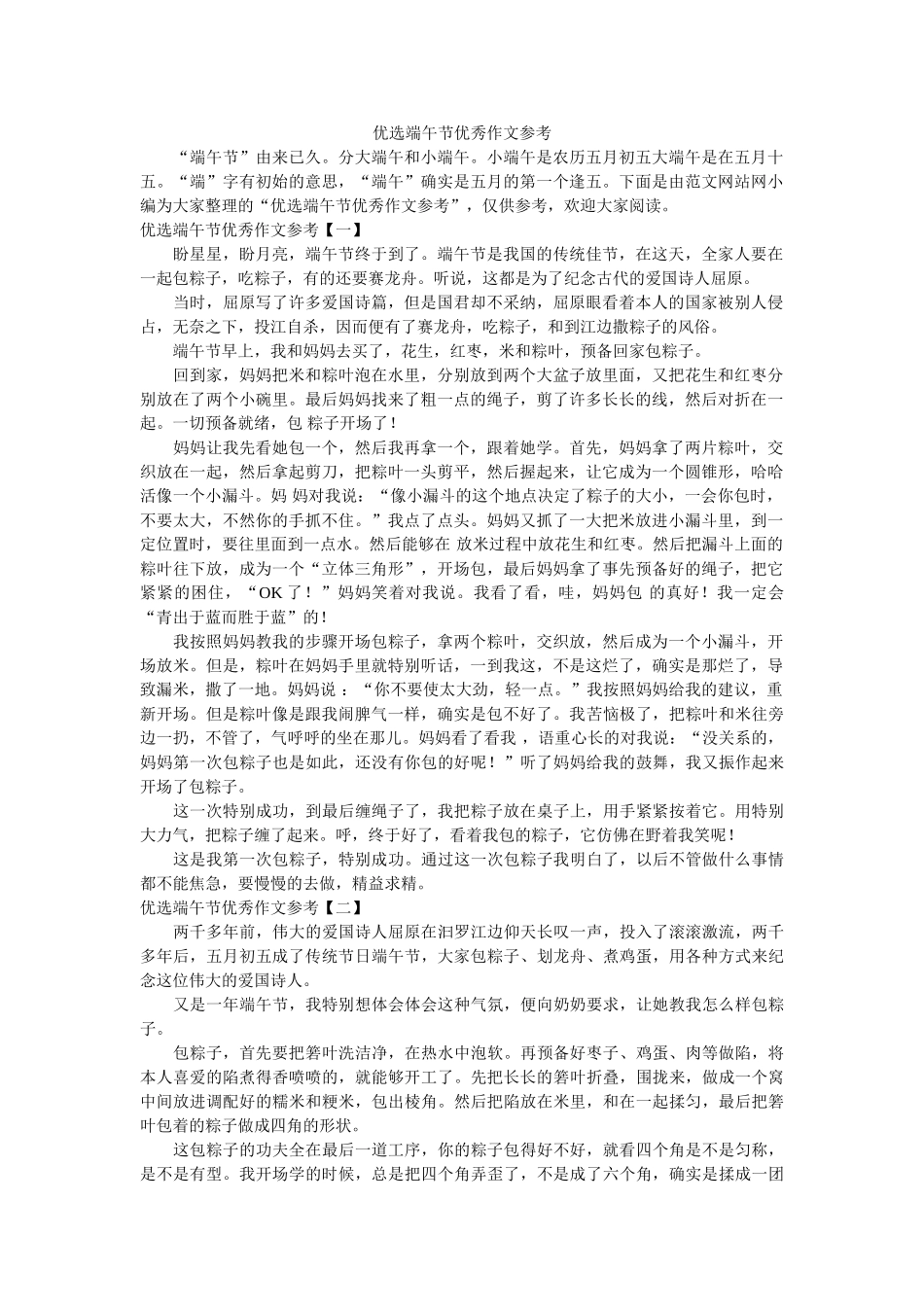 优选端午节优秀作文参考 _第1页
