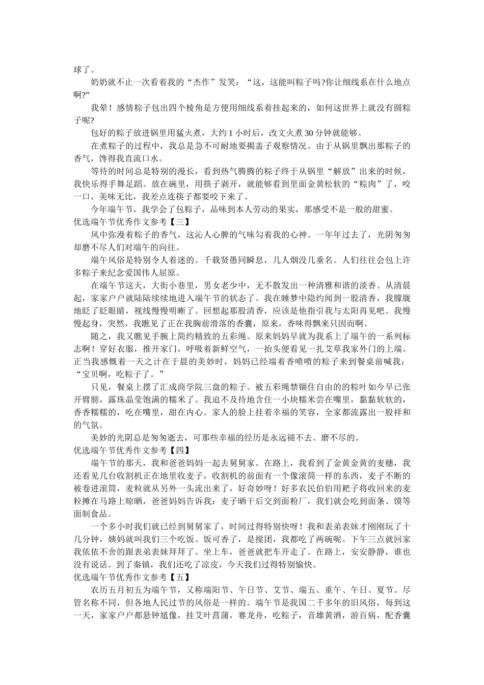 优选端午节优秀作文参考 _第2页