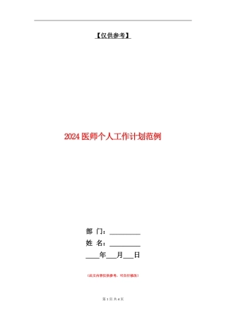 2024医师个人工作计划范例