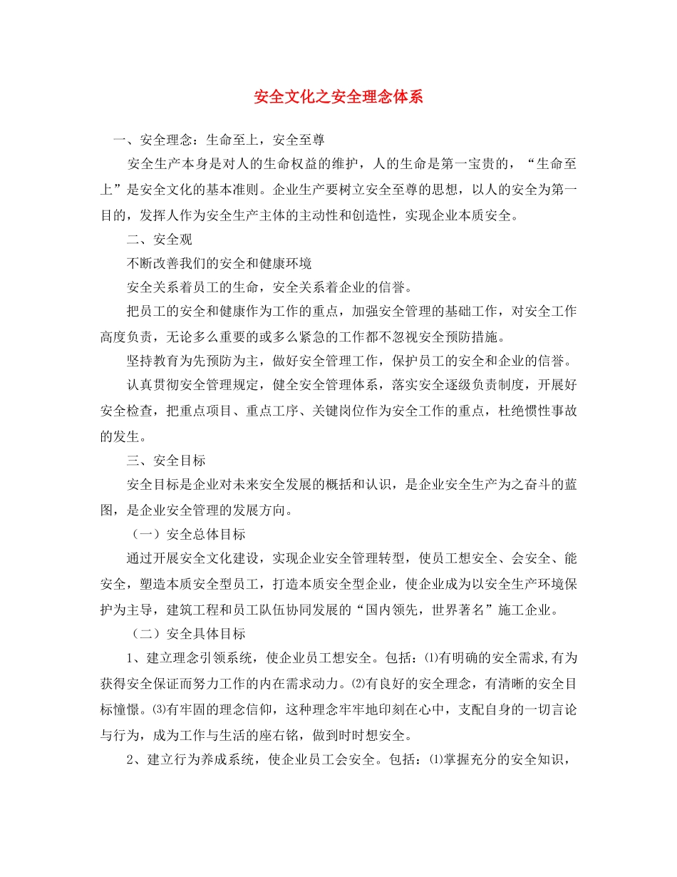 《安全文化》之安全文化之安全理念体系 _第1页
