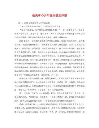 最美孝心少年观后感王帅康 