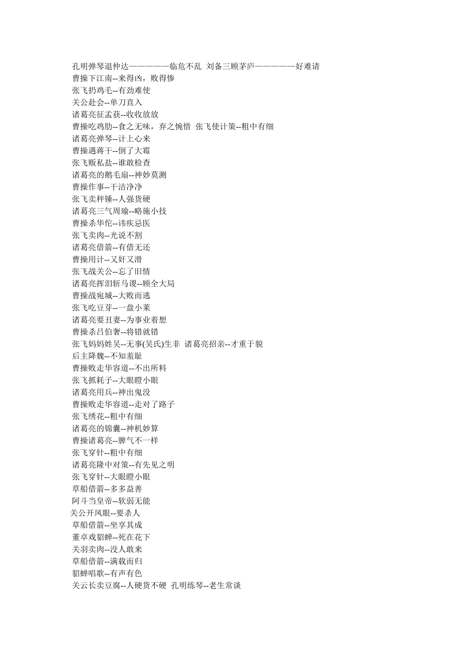 张飞吃豆芽———小菜一碟等三国歇后语 _第2页