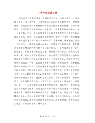 广告单位实践小结