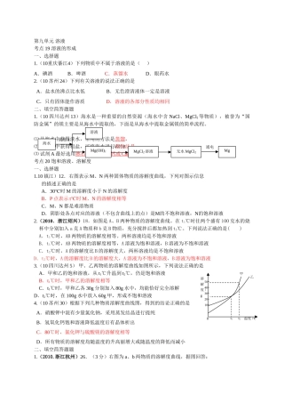 中考化学试题汇编第九单元 溶液 