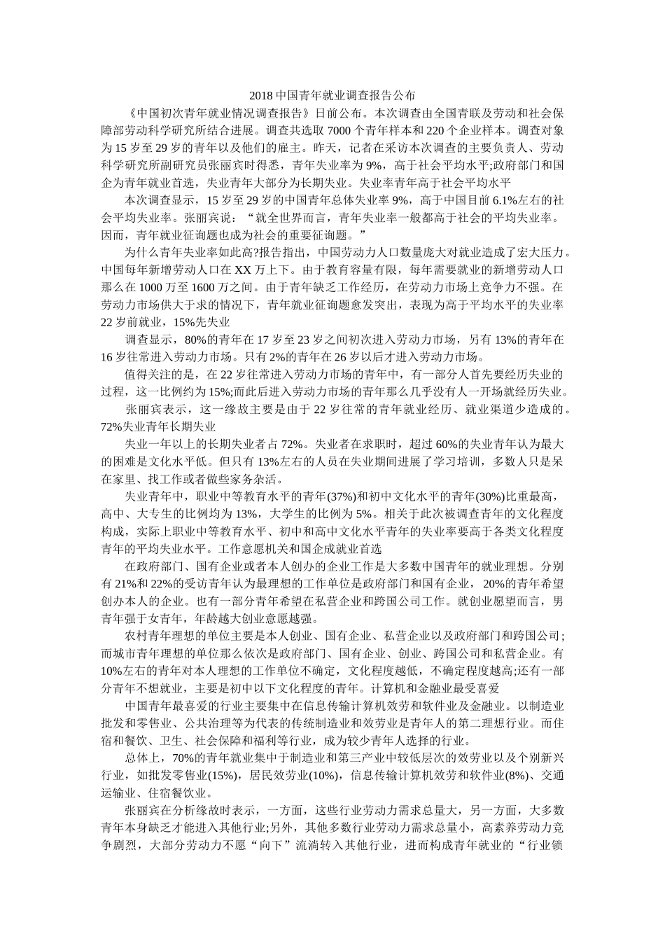 中国青年就业调查报告公布 _第1页
