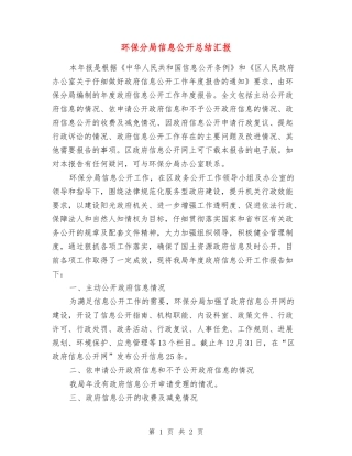 环保分局信息公开总结汇报