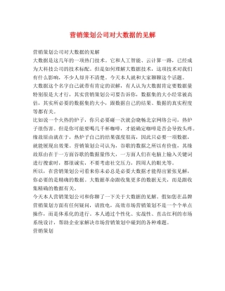 营销策划公司对大数据的见解 