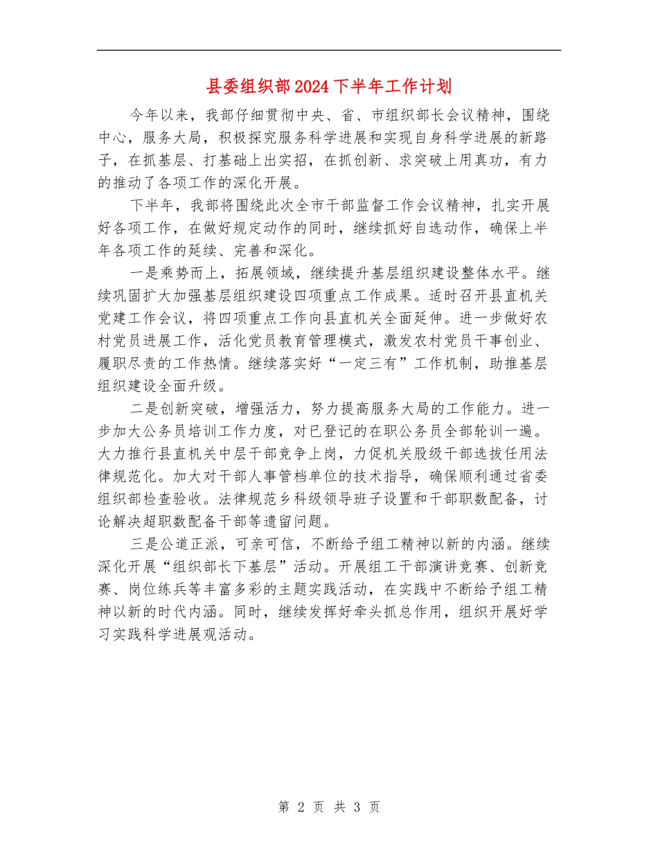 县委组织部2024下半年工作计划_第2页