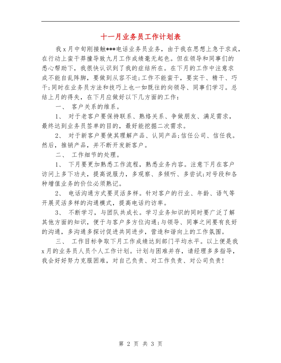 十一月业务员工作计划表_第2页