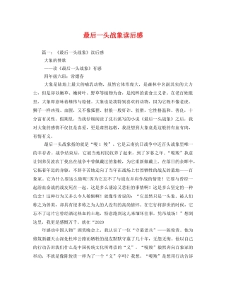 最后一头战象读后感2 