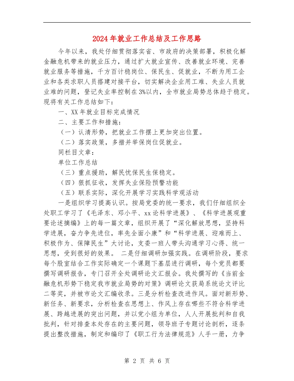 2024年就业工作总结及工作思路_第2页