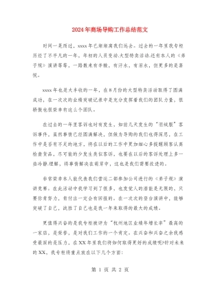 2024年商场导购工作总结范文