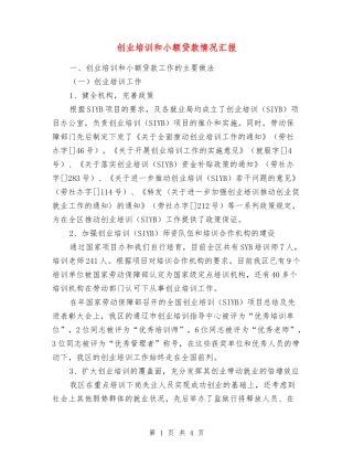 创业培训和小额贷款情况汇报