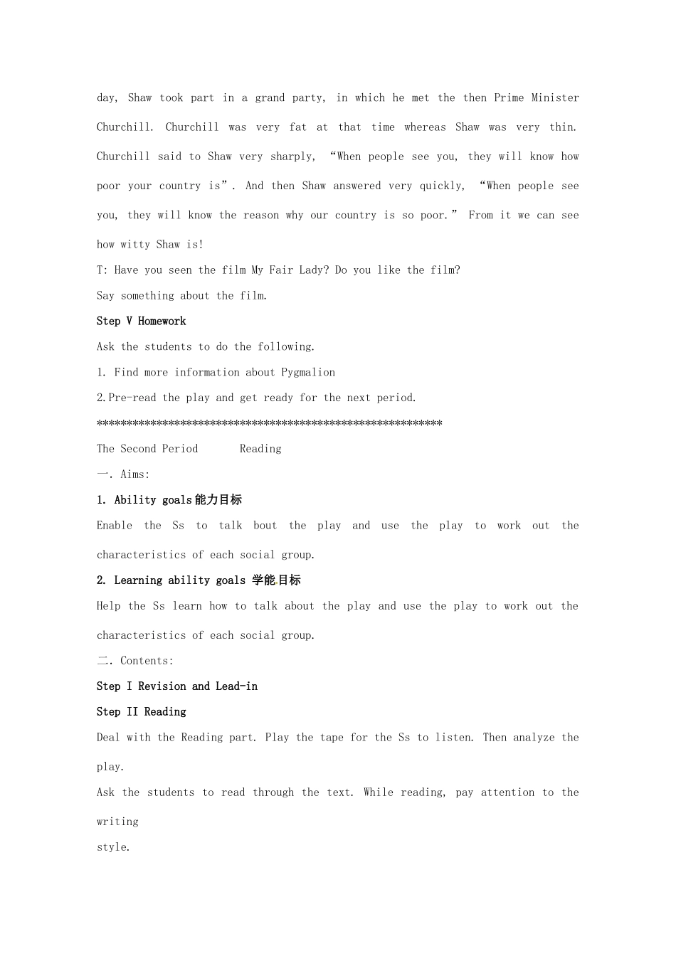 高中英语 Unit4（共4课时）Pygmalion教案 新人教版选修8_第2页