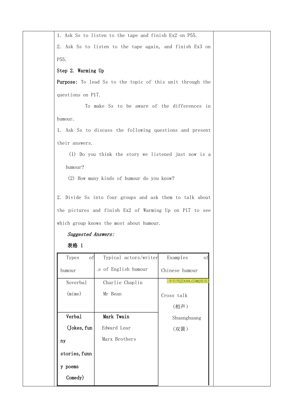 福建省莆田市第八中学高中英语《Unit 3 A taste of English humour》教案 新人教版必修4_第3页