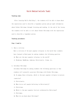 高中英语 Unit4 Behind beliefs Task教案1 牛津译林版选修9-牛津版高三选修9英语教案