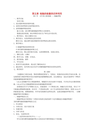 高中生物 5.3 《ATP的主要来源——细胞呼吸》教案 新人教版必修1