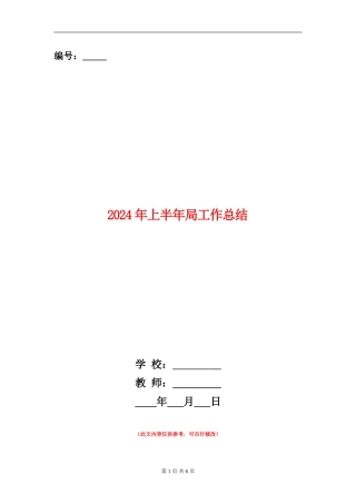 2024年上半年局工作总结