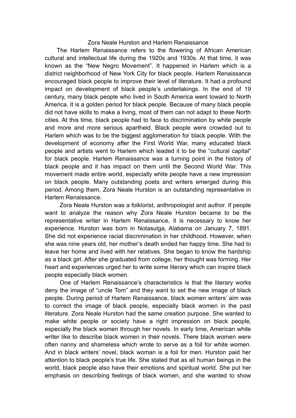 英文--黑人文艺复兴 _第1页
