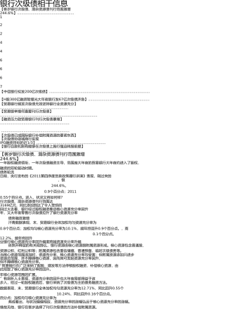 银行次级债相关信息 