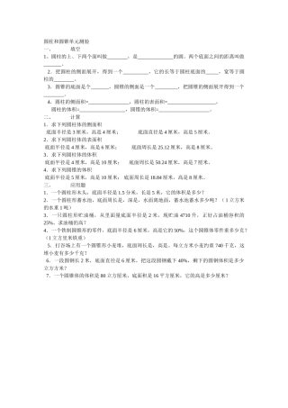 圆柱与圆锥自测新课标人教版 