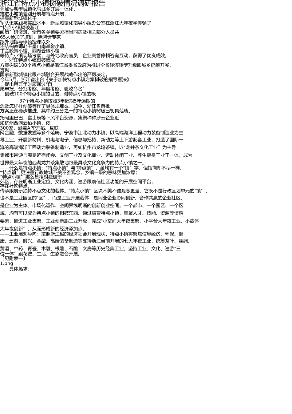 浙江省特色小镇建设情况调研报告 _第1页