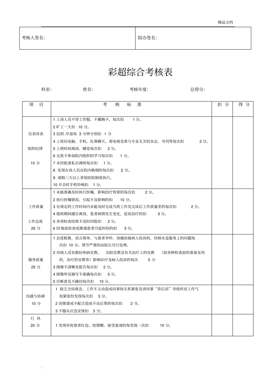 医生综合考核表模板_第2页