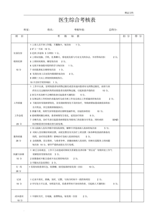 医生综合考核表模板