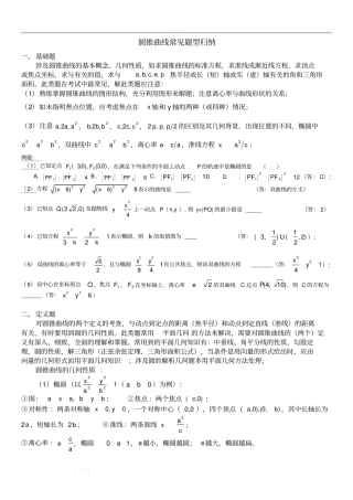 圆锥曲线常见题型与答案