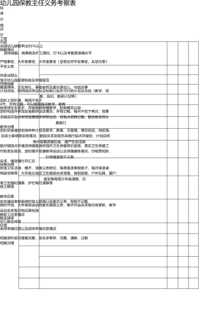 幼儿园保教主任工作绩效考核 