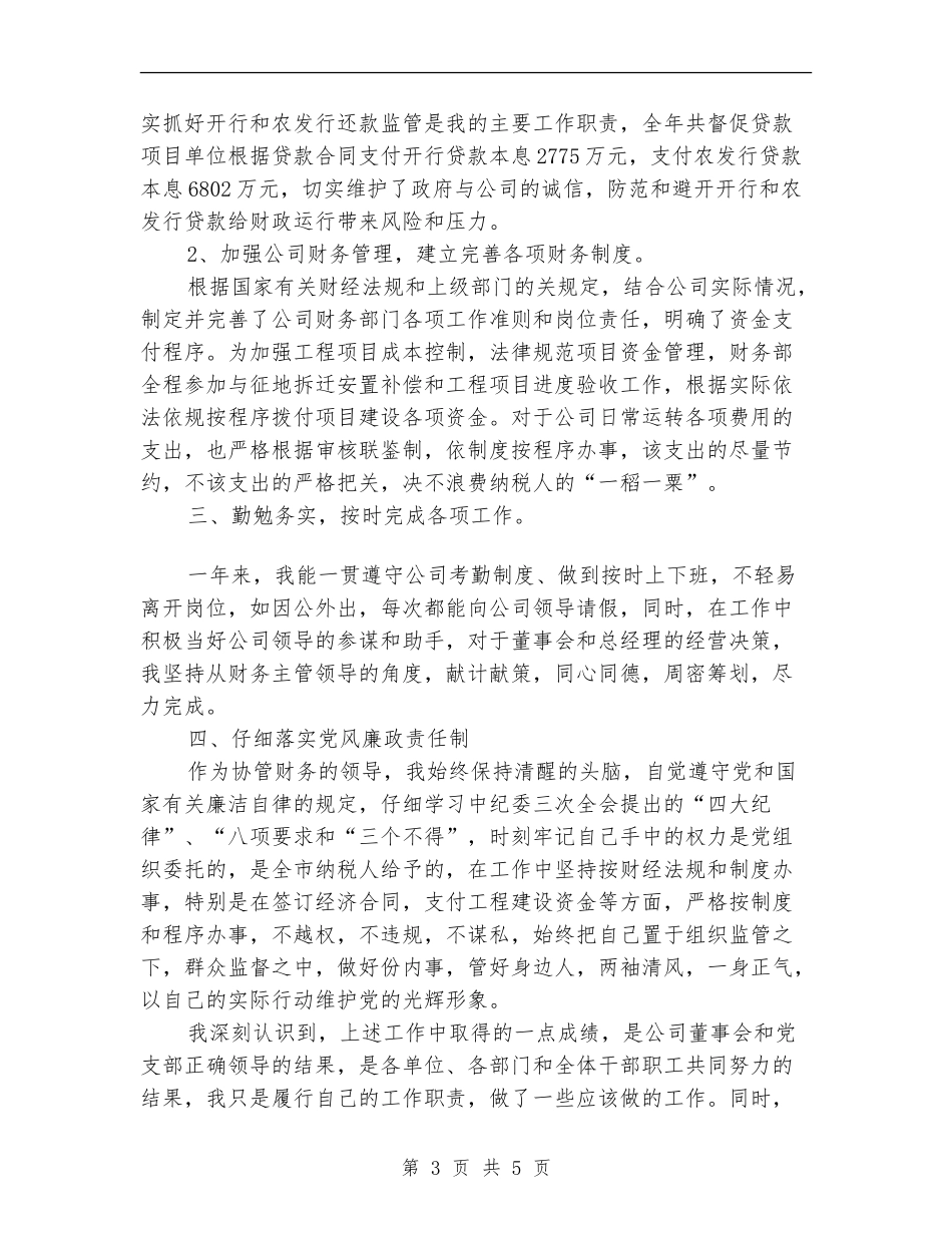 2024年11月城投公司总会计师履职工作个人总结_第3页