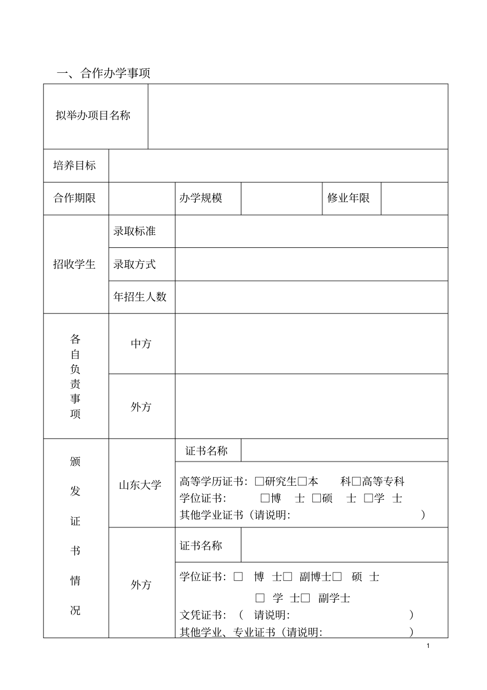 山东大学中外合作办学方案_第2页