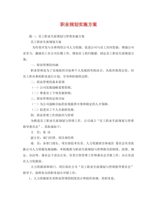 职业规划实施方案 