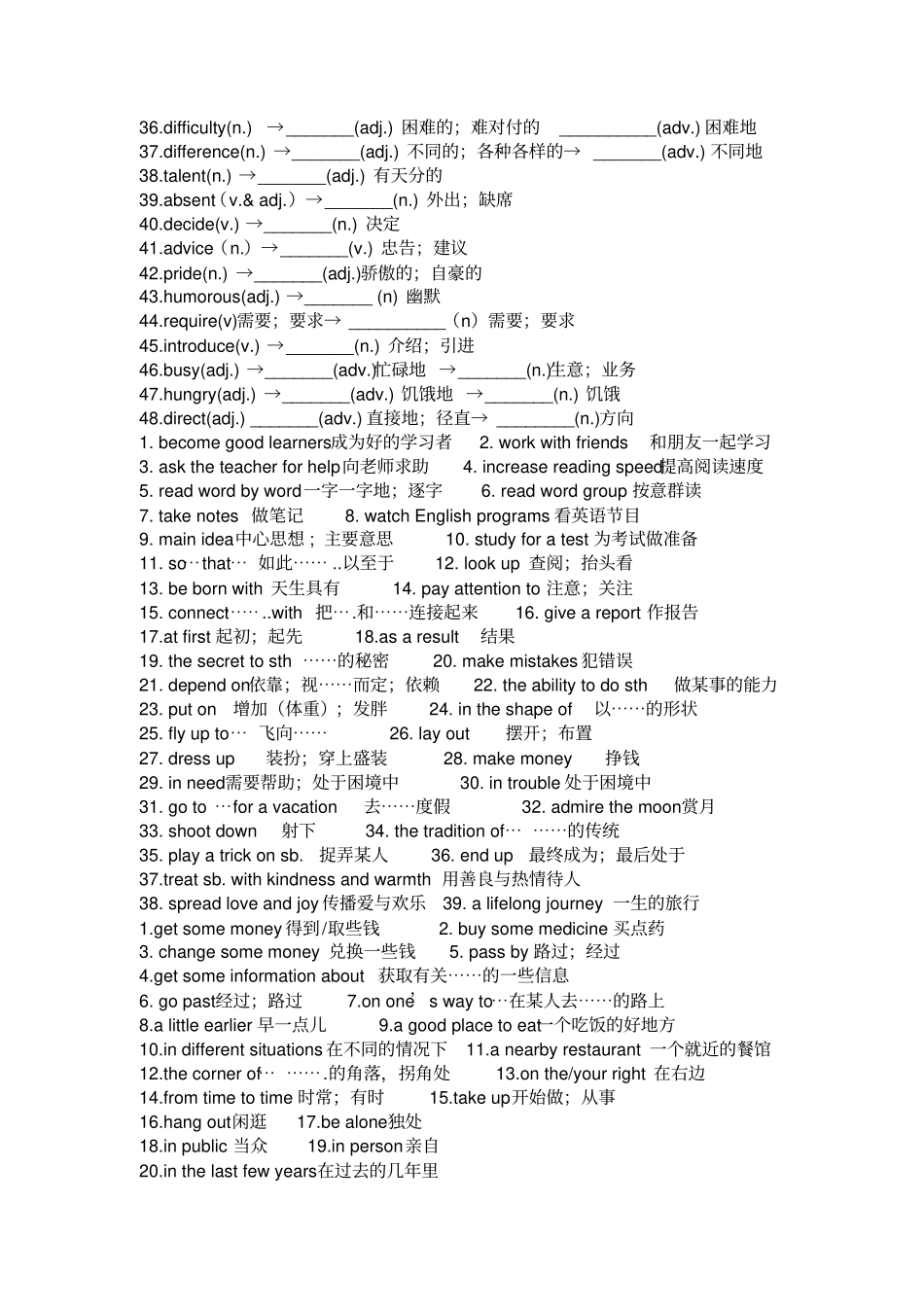 人教版英语九年级中考复习之重点单词短语检测(无答案)_第2页
