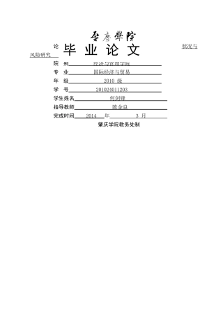 中国影子银行的发展现状和风险分析论文终稿 