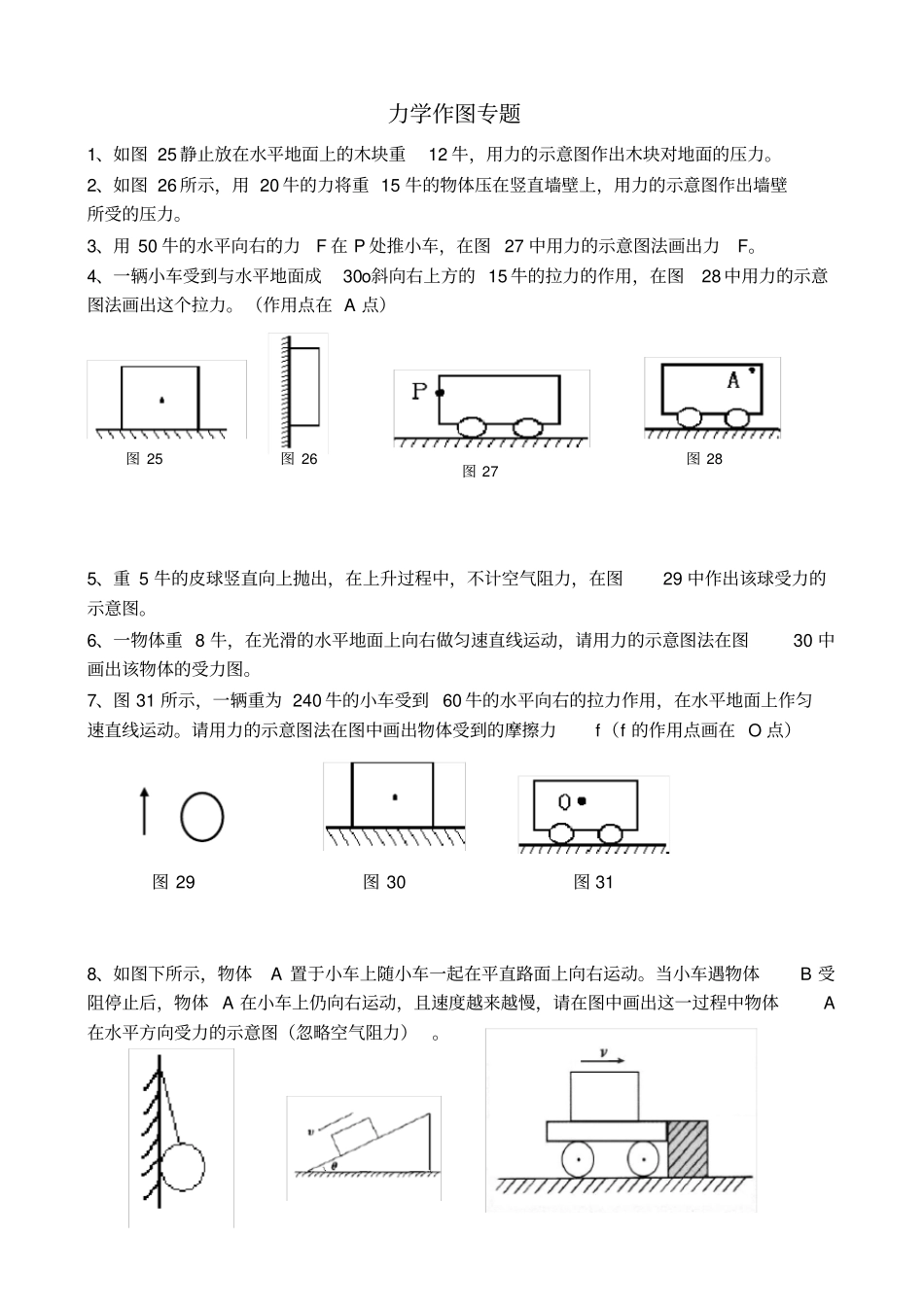 2017八年级物理力学作图题专题训练35780_第1页