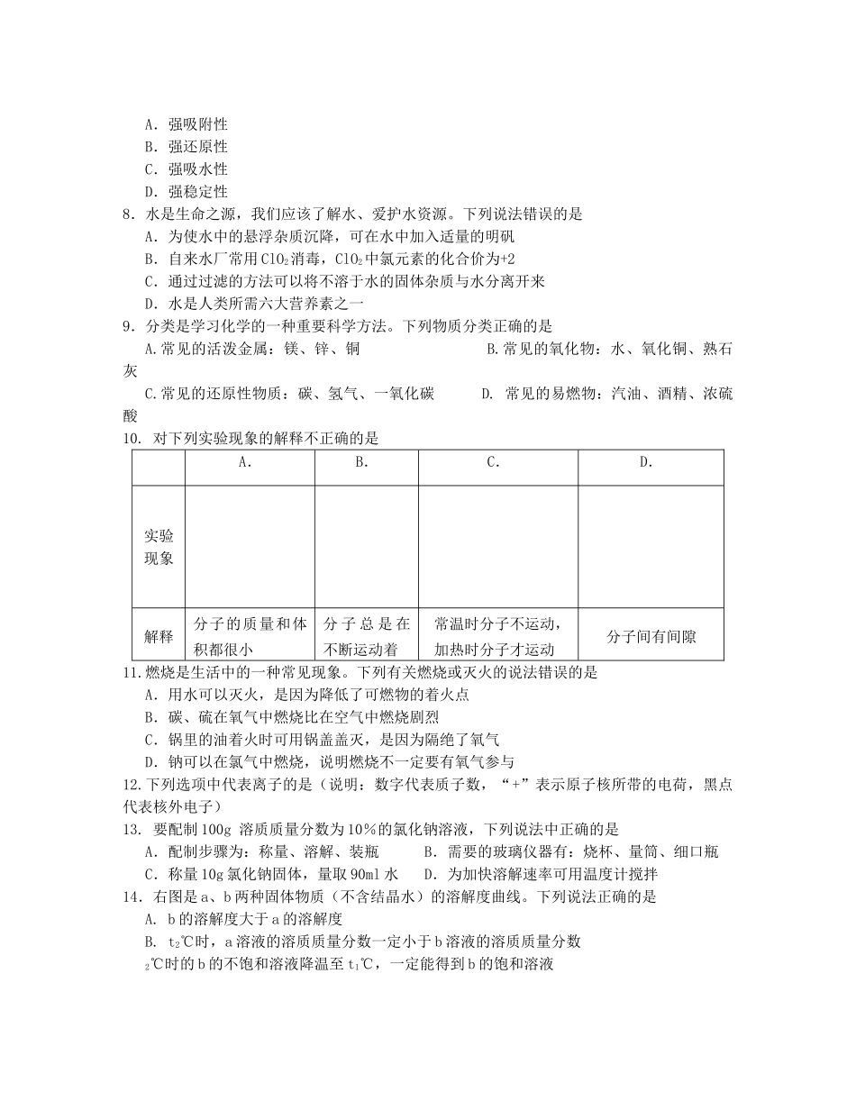 中考化学综合练习题及答案十一 _第2页