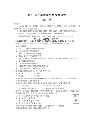 中考化学综合练习题及答案十一 