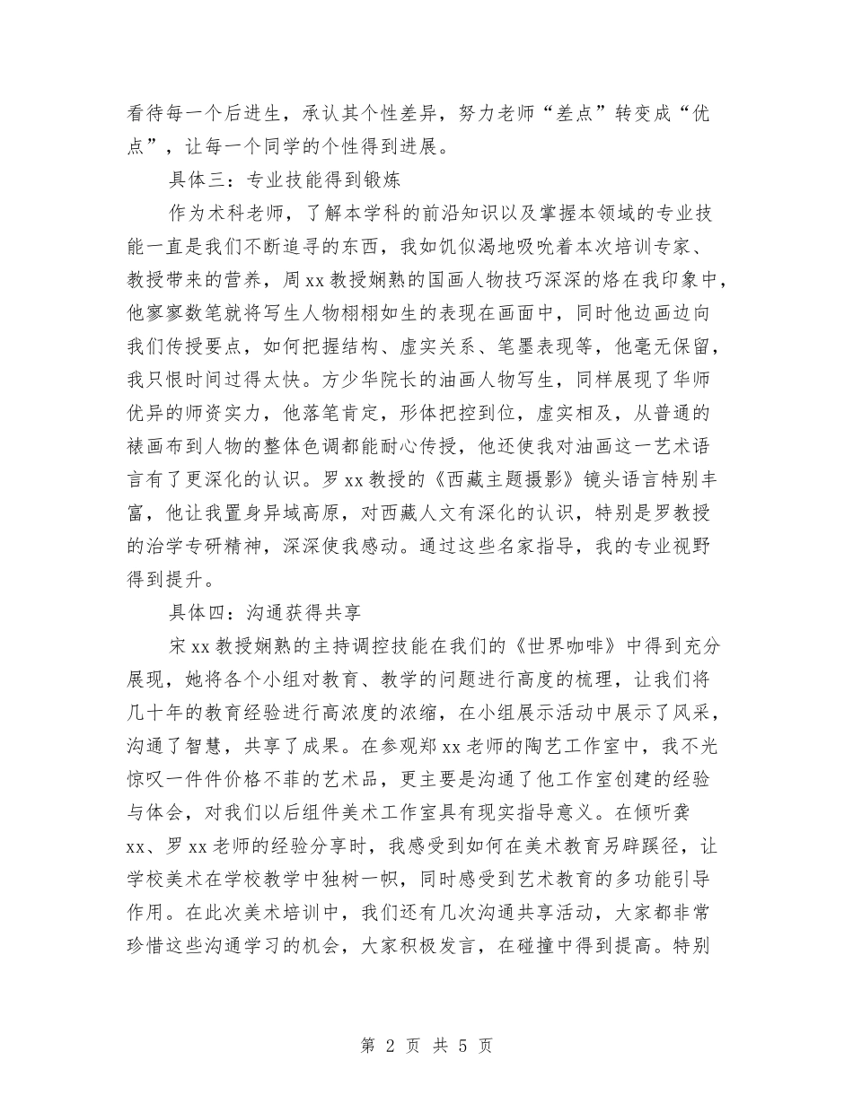 2024年省级培训美术研修个人工作总结范文与2024年眼科个人总结范文汇编_第2页