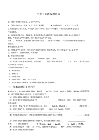中考化学工业流程题复习专题()