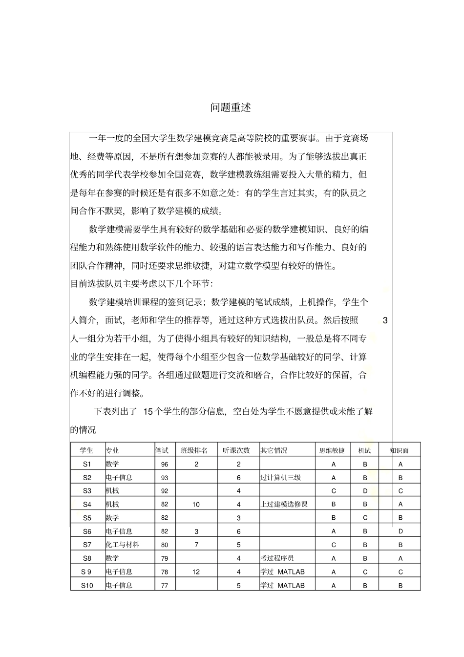 数学建模比赛的选拔问题(1)_第3页