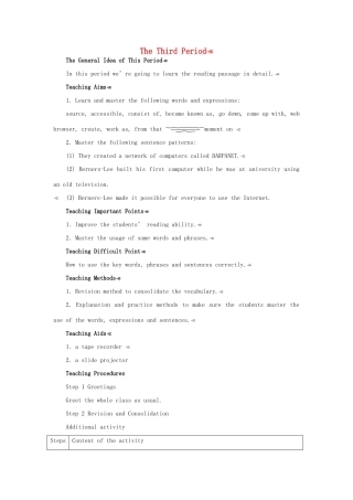 高中英语 Module 6 3rd period教案 外研版必修1