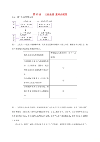 （通用版）江苏省大丰市高考政治第一轮总复习 第15讲 文化生活重难点梳理讲义-人教版高三全册政治教案